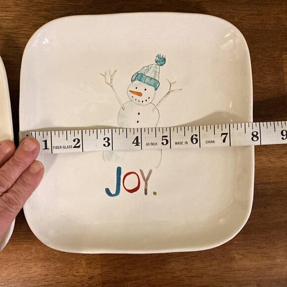Rae Dunn JOY Snowman Plates Set of 3 - Picture 5 of 7